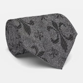 Classy Elegant Houtskool Grey Fleur de Lis Stropdas (Opgerold)