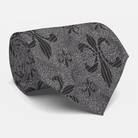 Classy Elegant Houtskool Grey Fleur de Lis Stropdas (Opgerold)