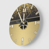 Classy Elegant Irish Shamrock, Faux Gold Confetti Grote Klok (Hoek)