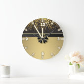 Classy Elegant Irish Shamrock, Faux Gold Confetti Grote Klok (Huis)
