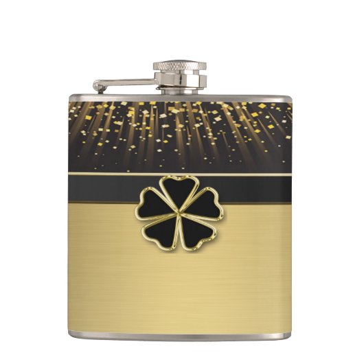 Classy Elegant Irish Shamrock, Faux Gold Confetti Heupfles (Voorkant)
