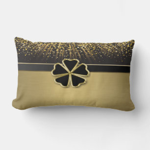 Classy Elegant Irish Shamrock, Faux Gold Confetti Kussen