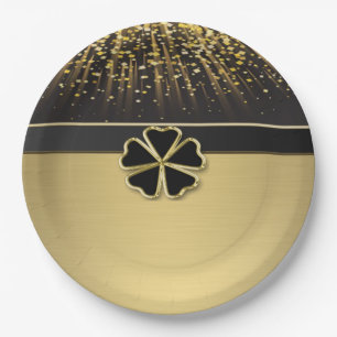 Classy Elegant Irish Shamrock, Faux Gold Confetti Papieren Bordje