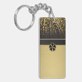 Classy Elegant Irish Shamrock, Faux Gold Confetti Sleutelhanger (Voorkant Links)