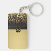 Classy Elegant Irish Shamrock, Faux Gold Confetti Sleutelhanger (achterkant)