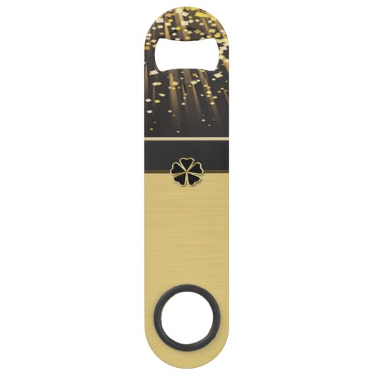 Classy Elegant Irish Shamrock, Faux Gold Confetti Speed Flessenopener (Achterkant)