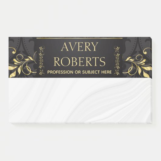 Classy Elegant Luxe Bloemen zwart goud damast Post-it® Notes (Voorkant)