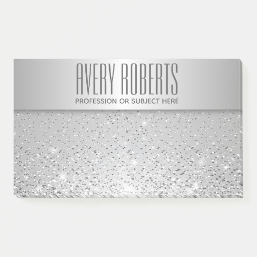 Classy Elegant Luxe Zilveren Glitter Post-it® Notes (Voorkant)