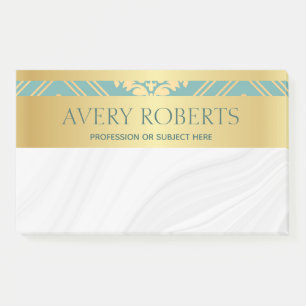 Classy Elegant Luxury Floral cyan gold damask Post-it® Notes