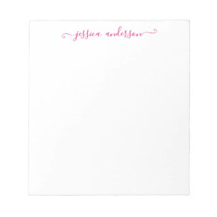 Classy Elegant Magenta Roze Feminine Girly Script Notitieblok