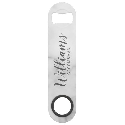 Classy Elegant Marble Personalized Groomsmen Speed Flessenopener (Voorkant)