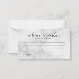 Classy Elegant Marble Wedding Advice and Wishes Advieskaart