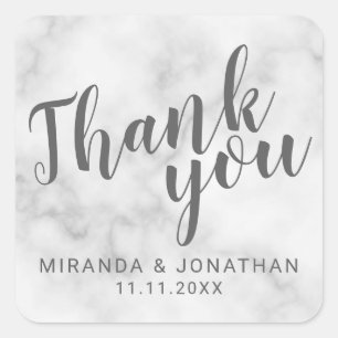 Classy Elegant Marmeren Trouwgunst Dank u Vierkante Sticker