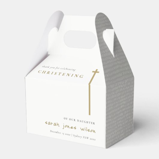 Classy Elegant Minimal Gold Typography Christening Bedankdoosjes (Achterkant)