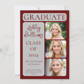 Classy Elegant Minimalist Afstuderen 3 foto Aankondiging (Voorkant)