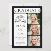 Classy Elegant Minimalist Afstuderen 3 foto Aankondiging (Voorkant)