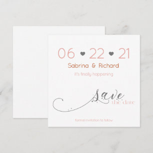 Classy Elegant Minimalist Blush Save the Date Kaart