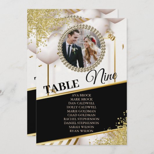 Classy Elegant Photo Seating Chart Kaart (Voorkant / Achterkant)