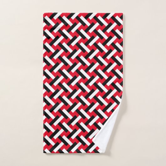 Classy & Elegant Red Art Deco Herringbone Pattern Bad Handdoek (Handdoek)