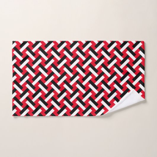 Classy & Elegant Red Art Deco Herringbone Pattern Bad Handdoek (Handdoek)