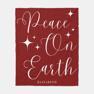 Classy Elegant Rood & Wit Gepersonaliseerde Kerst Fleece Deken
