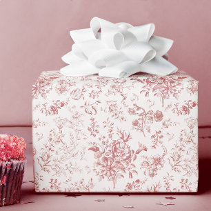 Classy Elegant  Roze Bloemen Toile Cadeaupapier