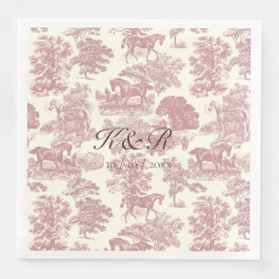 Classy Elegant Roze Paardentoilet Naam Initialen Servet