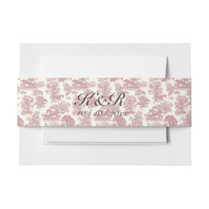 Classy Elegant Roze Paardentoilet Naam Initialen Uitnodigingen Wikkel