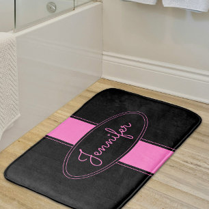Classy Elegant roze zwart Aangepaste naam Badmat