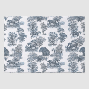 Classy Elegant Rustic Blue Horses Country Toile Tissuepapier