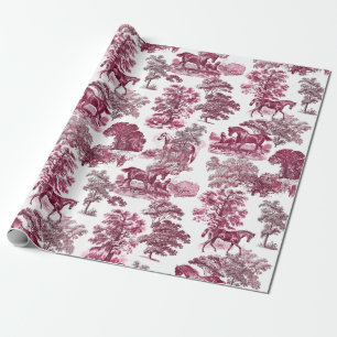 Classy Elegant Rustic Magenta Horses Country Toile Cadeaupapier