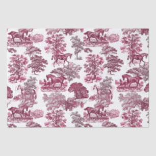 Classy Elegant Rustic Magenta Horses Country Toile Tissuepapier