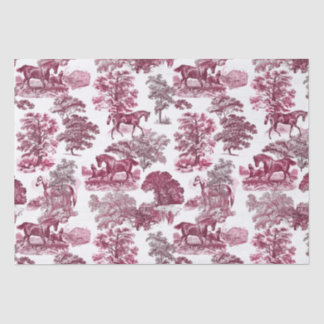 Classy Elegant Rustic Magenta Horses Country Toile Tissuepapier