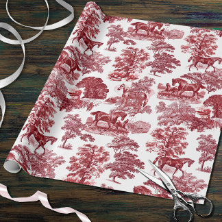 Classy Elegant Rustic Red Horses Country Toile Cadeaupapier