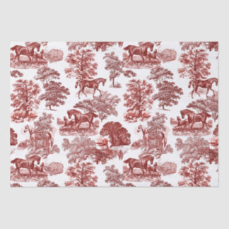 Classy Elegant Rustic Red Horses Country Toile Tissuepapier