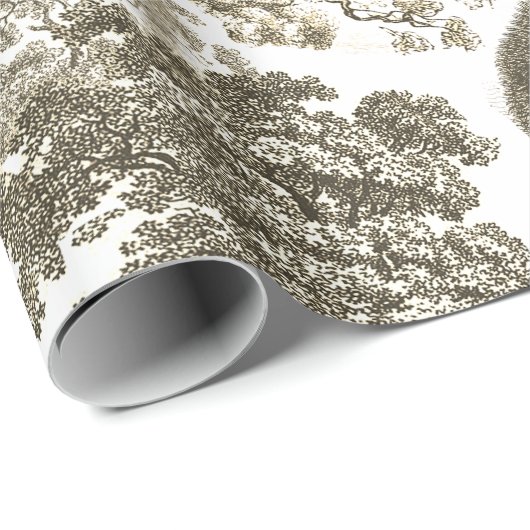 Classy Elegant Rustiek Beige Bos Dieren Toile Cadeaupapier (Rol Hoek)