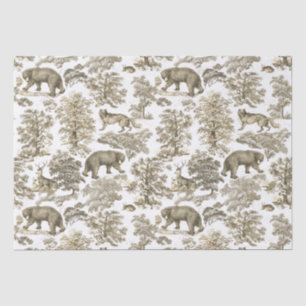 Classy Elegant Rustiek Beige Bos Dieren Toile Tissuepapier