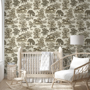 Classy Elegant Rustiek Beige Cream Paard Toile Behang
