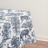 Classy Elegant Rustiek Blauw Bos Dieren Toile Tafelkleed (Voorbeeld)