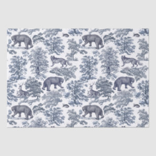 Classy Elegant Rustiek Blauw Bos Dieren Toile Tissuepapier