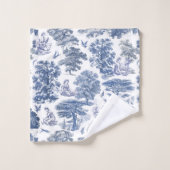Classy Elegant Rustiek Blauw Land Toile Bad Handdoek (Wasdoekje)