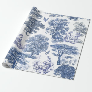 Classy Elegant Rustiek Blauw Land Toile Cadeaupapier