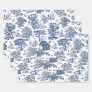 Classy Elegant Rustiek Blauw Land Toile Inpakpapier Vel
