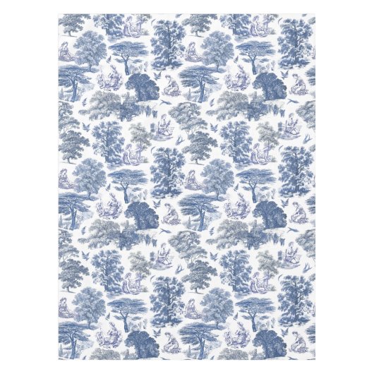 Classy Elegant Rustiek Blauw Land Toile Tafelkleed (Voorkant)