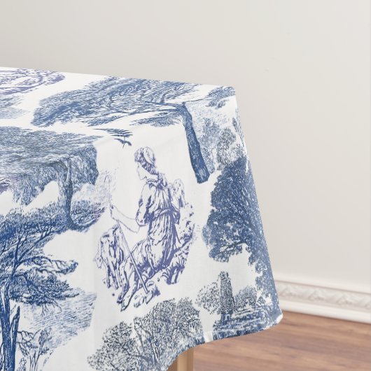 Classy Elegant Rustiek Blauw Land Toile Tafelkleed (Voorbeeld)