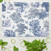 Classy Elegant Rustiek Blauw Land Toile Theedoek (Gevouwen)