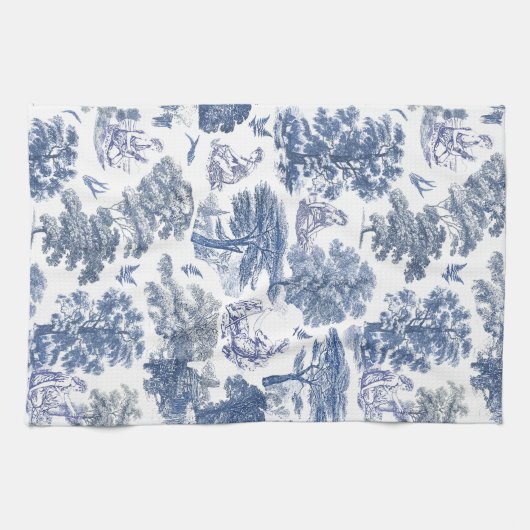 Classy Elegant Rustiek Blauw Land Toile Theedoek (Horizontaal)
