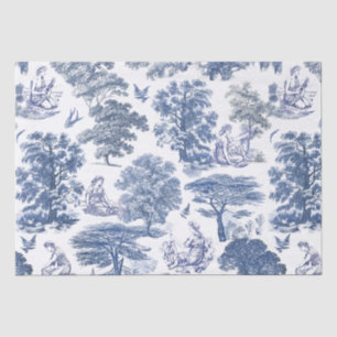 Classy  Elegant Rustiek Blauw Land Toile Tissuepapier