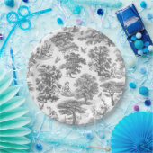 Classy Elegant Rustiek Grijs Landelijk Toile Papieren Bordje (Feest)