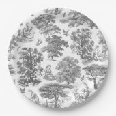 Classy Elegant Rustiek Grijs Landelijk Toile Papieren Bordje (Voorkant)